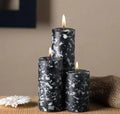 Marble Effect Pillar Candles Set, Black and White, 3 Different Heights, Decorative
