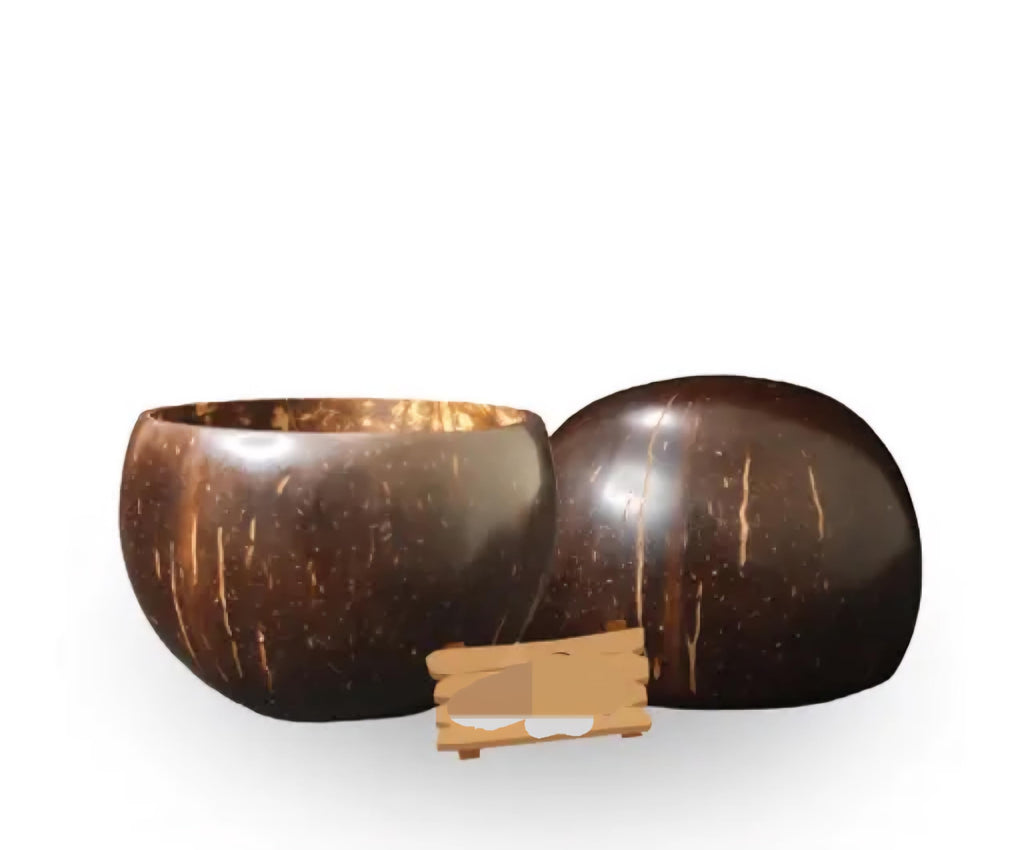 Coconut Shell Bowls, Natural Brown, Polished Finish