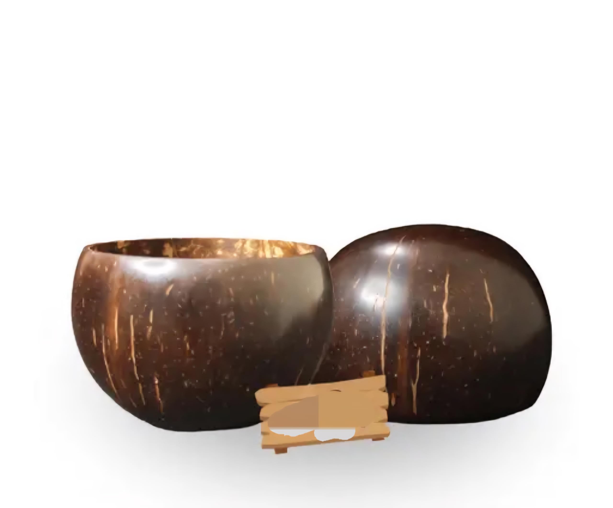 Coconut Shell Bowls, Natural Brown, Polished Finish