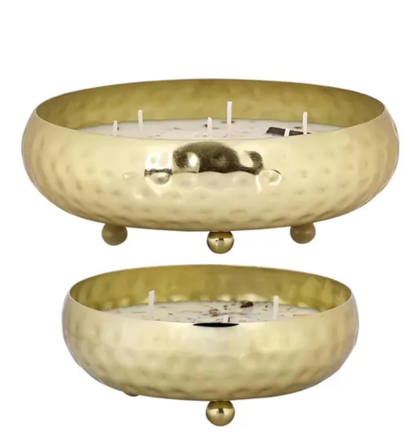 Decorative Soy Wax Floating Candles, White, Handmade Bowl Shape with Dried Flowers, Set of 2, for Home Decor