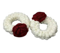 Crochet Rose Wristband Bracelet, Red and White, Handmade Floral Corsage, Set of 2