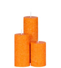 Rustic Pillar Candles Set, Orange, 3 Different Sizes
