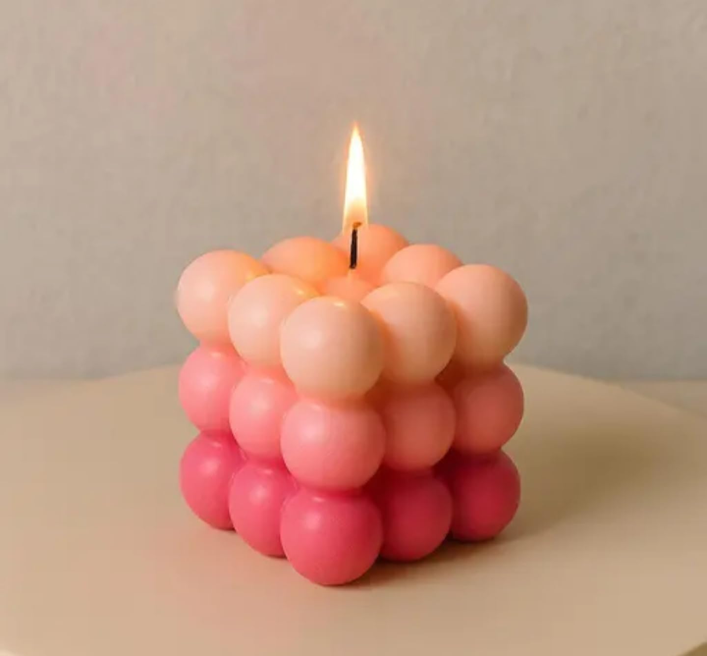Bubble Cube Decorative Candle, Pink Ombre, Modern Design