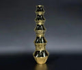Elegant Tiered Pagoda Candle Holder, Gold and Black Metal, Oriental Style Decorative Tealight Stand for Home