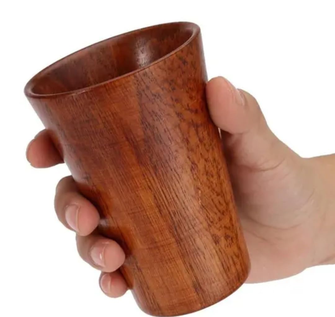 Handcrafted Wooden Cup, Natural Wood Grain Finish, Rustic Brown Tumbler for Tea, Coffee, and Beverages