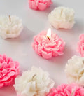 Decorative Flower-Shaped Candles, Pink and White, Set of 8