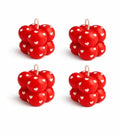 Bubble Candles Red with White Hearts, Decorative Cube Shape, Set of 4, Valentine's Day Theme