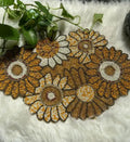 Handcrafted Beaded Sunflower Placemat, Golden Yellow and White, Glass Bead Floral Design, Decorative Table Centerpiece