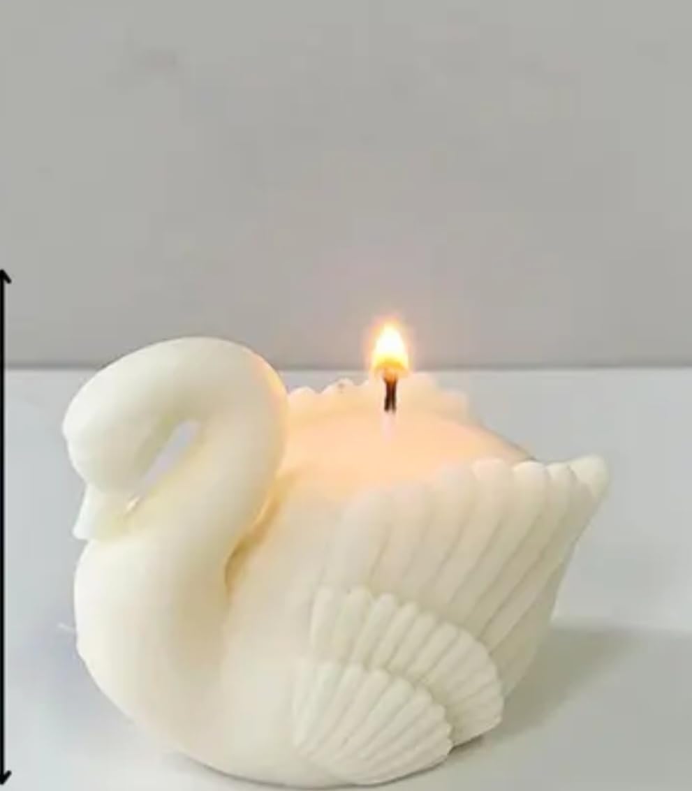 Decorative Swan Shaped Candle, White Wax, Elegant Home Decor