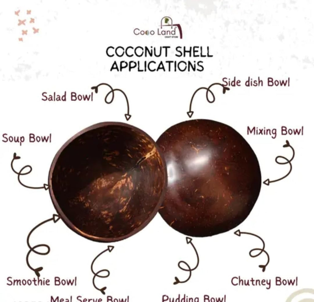 Coconut Shell Bowls, Natural Brown, Polished Finish