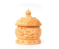 Handcrafted Wooden Sindoor Box with Lid, Carved Elephant Design, Natural Wood Finish, Traditional Indian Decor