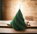 Decorative Christmas Tree Candle, Green Spiral Design, Holiday Home Decor