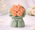 Decorative Rose Bouquet Figurine Candle, Peach and Sage Green, Floral Arrangement Design