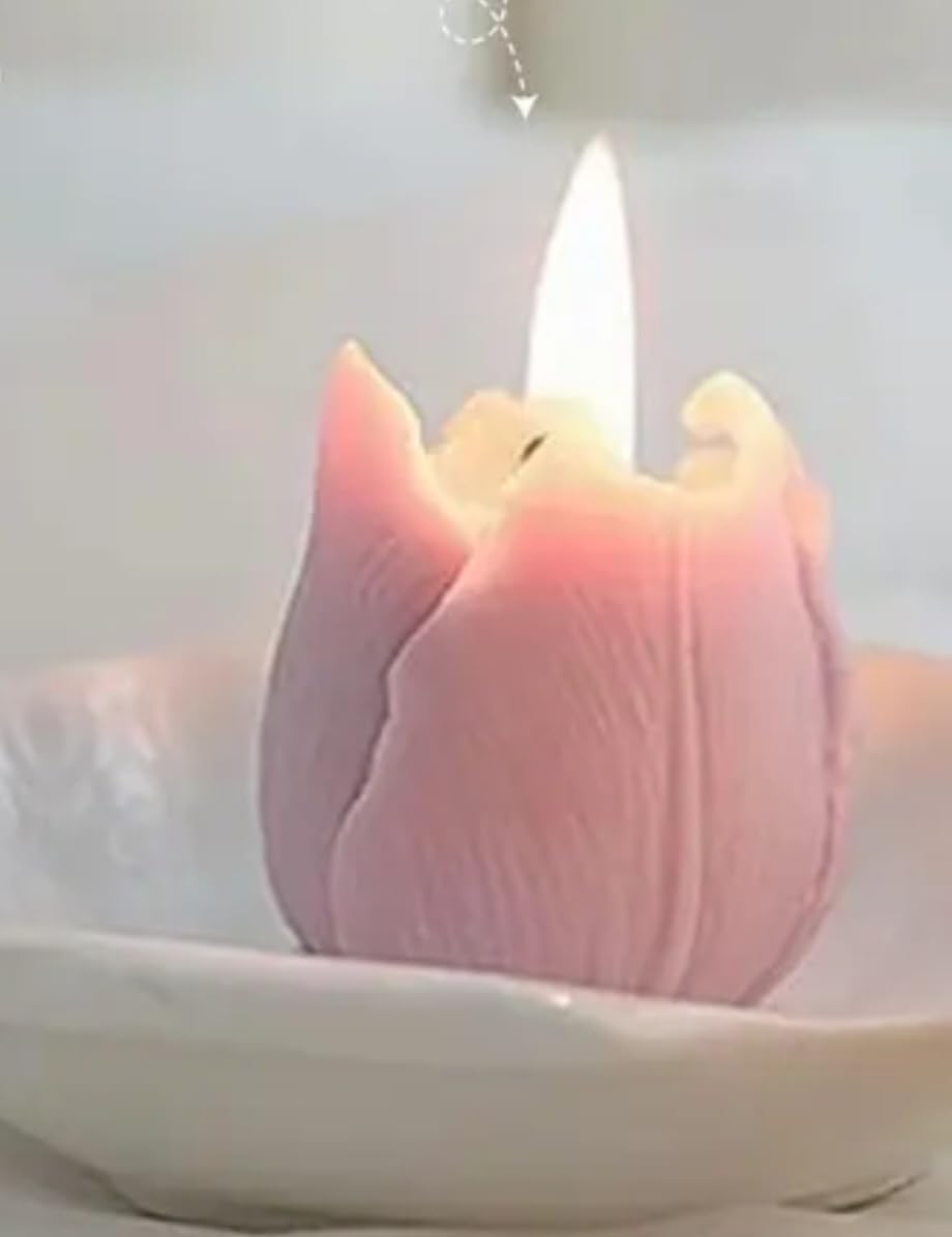 Decorative Tulip-Shaped Candles, Pink and Yellow, fancy candle