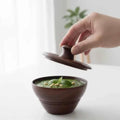 Wooden Soup Bowl with Lid, Brown, Handcrafted wooden, Serving Dish with Handle