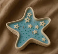 Sea theme candle, handmade luxury candle holder, Decorative Ceramic Star candle, Blue and White
