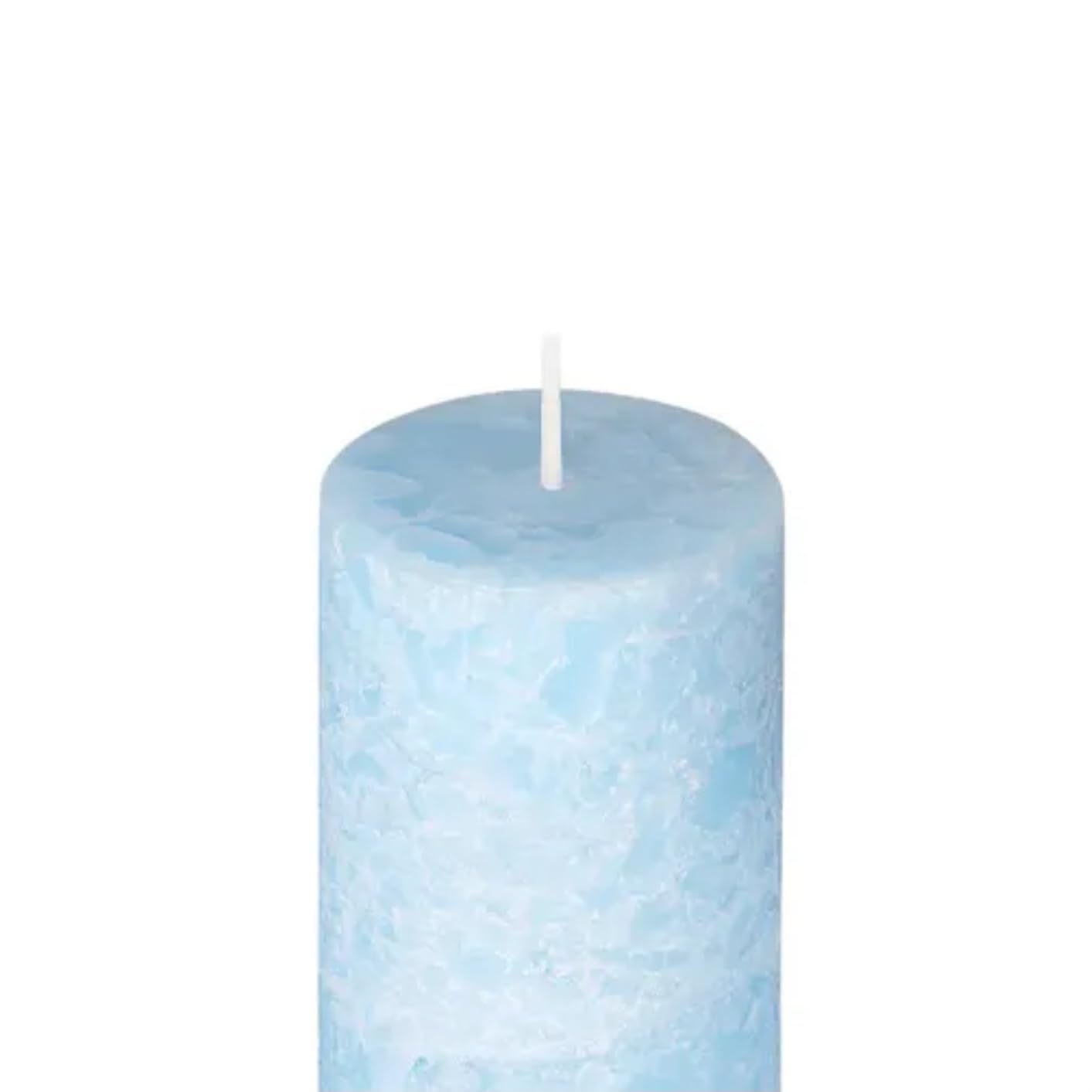 Decorative Pillar Candles Set of 3, Light Blue, Mottled Texture, Various Sizes