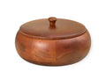 Wooden Bowl with Lid, Brown, Natural Wood, Round Shape, Storage Container
