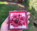 Decorative Scented Candle with Pink Floral Design, Square Glass Holder