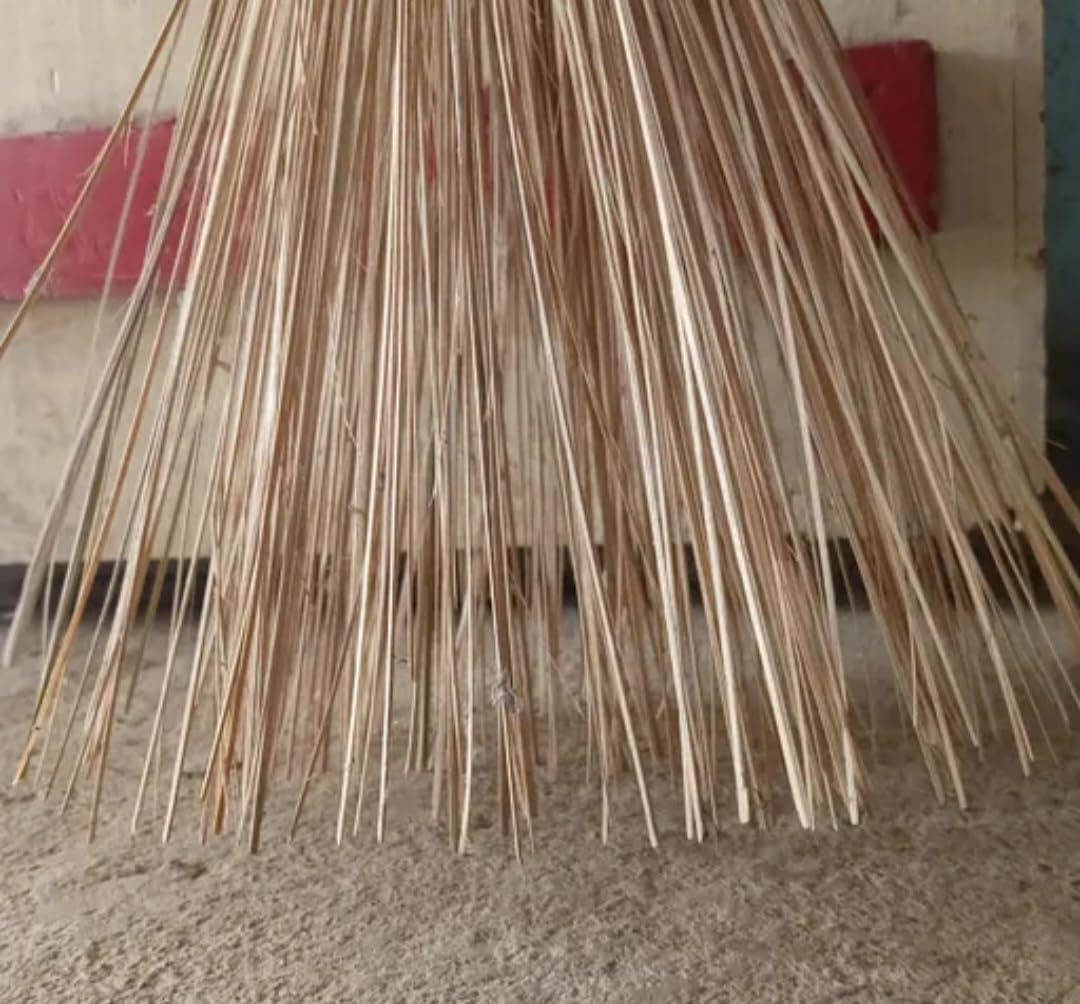 Natural Grass Broom, Traditional Style, Handmade Straw Sweep Broom, Beige
