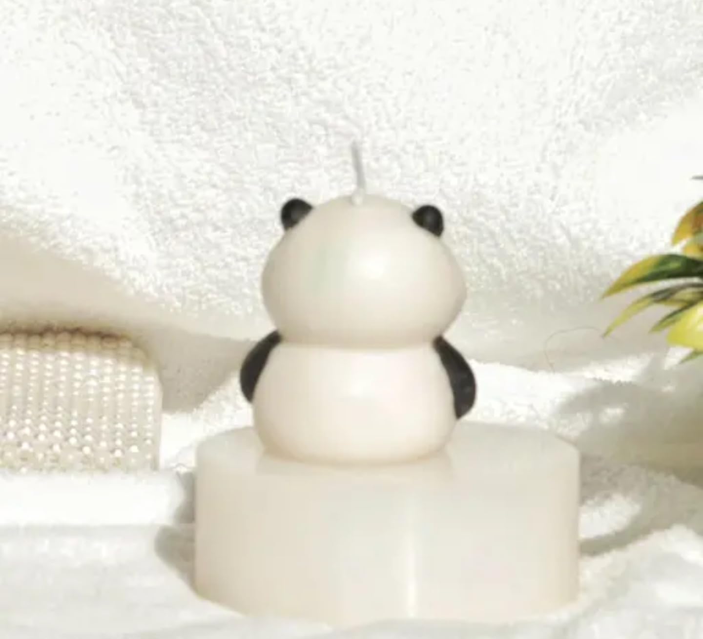 Decorative Panda Candle, White and Black, Handcrafted Design