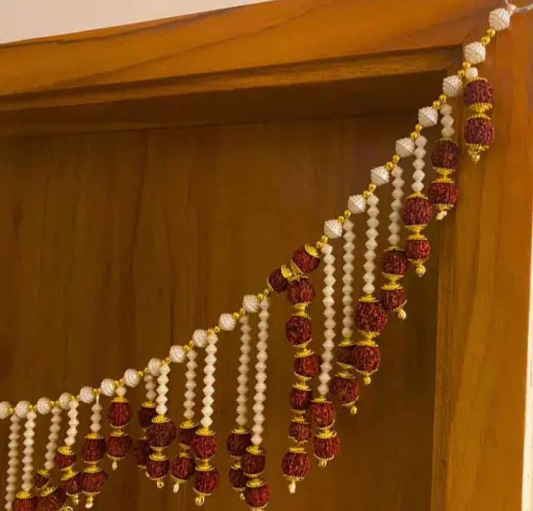Rudraksha and Pearl Bead Toran, Door Hanging Garland, Traditional Indian Decor