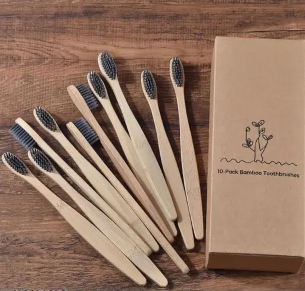 Bamboo Toothbrush, Natural, 10 Pack, Eco-Conscious Oral Care