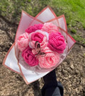 Handmade Crochet Flower Bouquet, Pink, Knitted Peony Roses