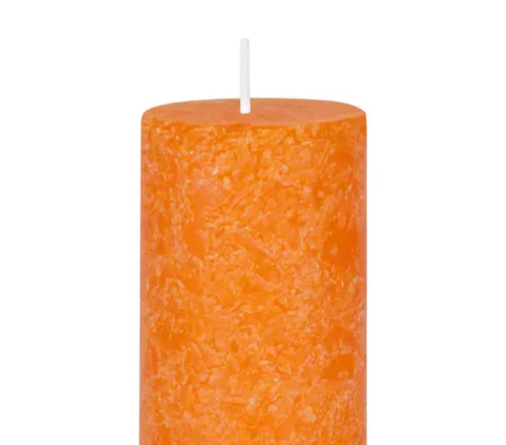 Rustic Pillar Candles Set, Orange, 3 Different Sizes