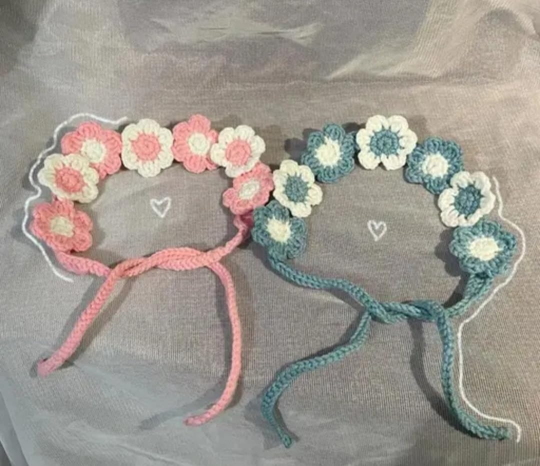 Crochet Heart Headband, Pink, Handmade Knit Hair Accessory for Women and Girls