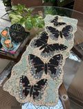 Beaded Butterfly Table Runner, Black and Green, Handcrafted Mosaic Bead Design, Decorative Home Decor