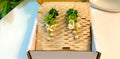 Handmade Floral Earrings with Pearls, Green and White Flowers, Dangle Drop Style, Gold Accents