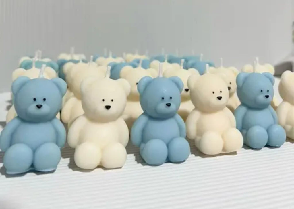 White Teddy Bear Decorative Candles, Handcrafted Design, Pack of Multiple