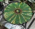 Beaded Flower Placemat, Green, Round, Sequin Embellished, Floral Design, Table Decor