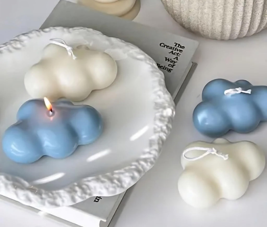 Cloud Shape Candle, White, Decorative Aesthetic Pillar Candle, Home Decor