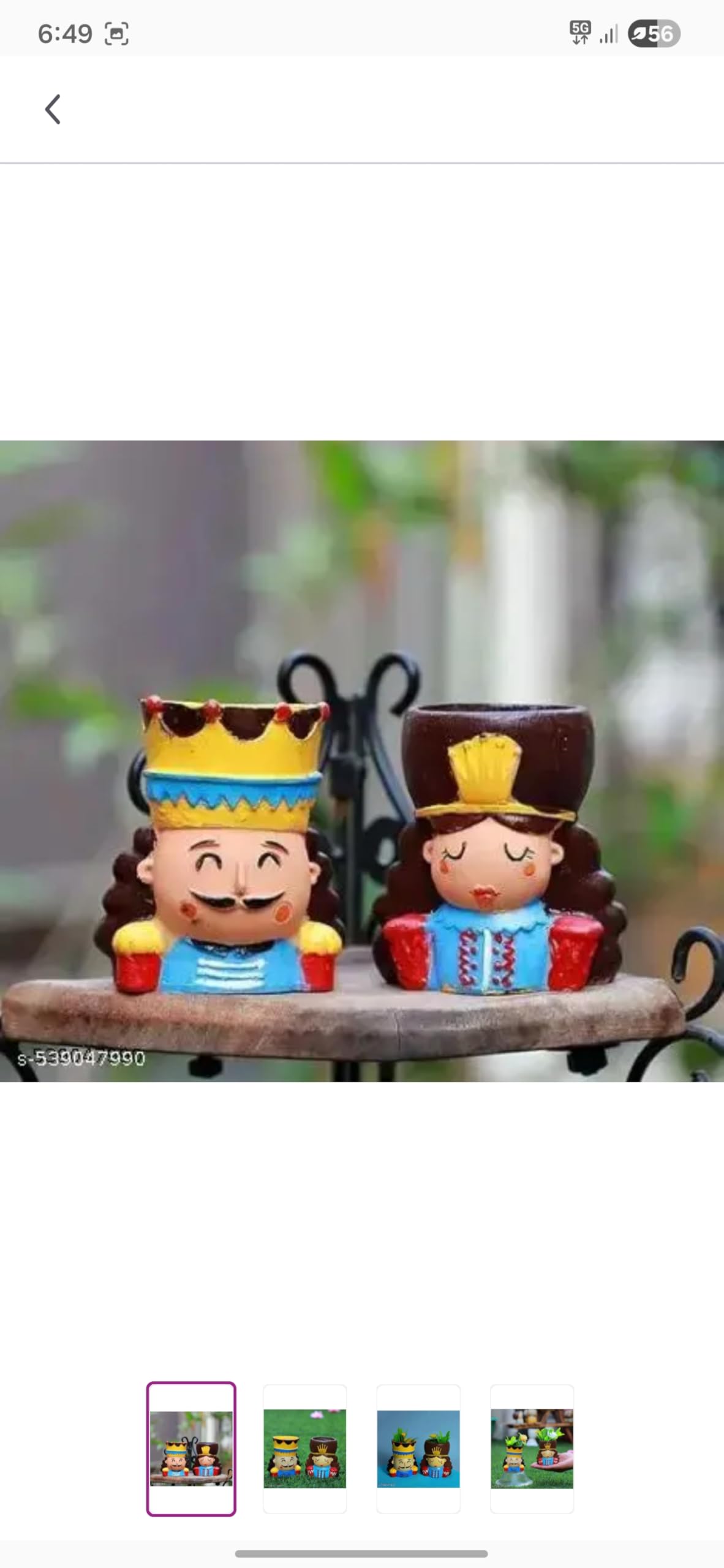 Decorative Royal Couple Planter Set, Handcrafted Ceramic Flower Pots, Blue Yellow Crown Design, Indoor Garden Decor, 2 Pack