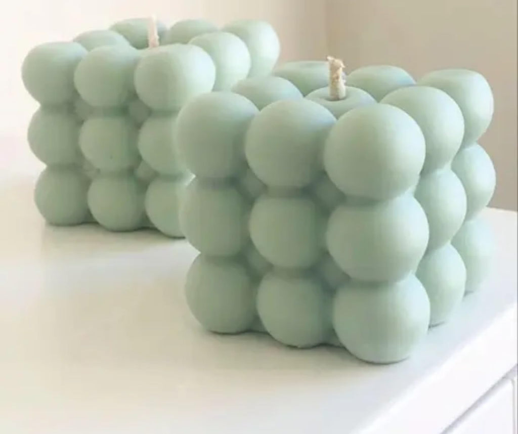 Decorative Bubble Candle, Mint Green, Modern Design