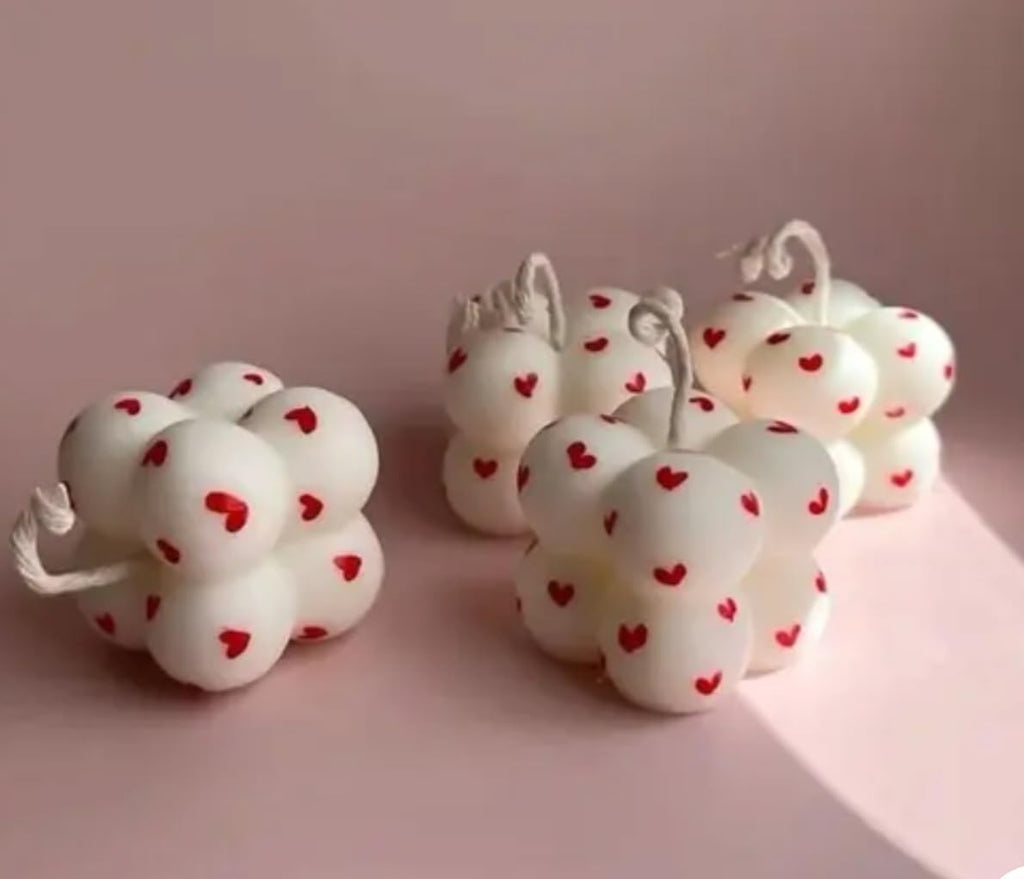 White Heart Pattern Candle Decorations, Valentine's Day Candle, Heart Shaped