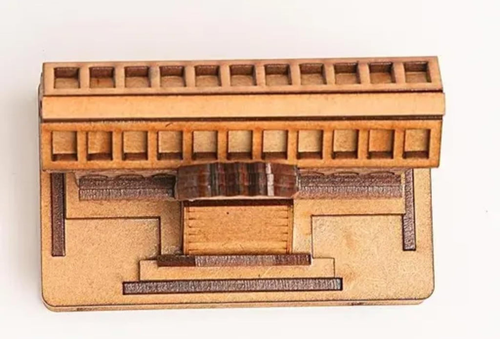 Traditional Indian Temple 3D Wooden Model Kit, Brown and Gold, Architectural Building Set, Religious Monument, Badrinath dham