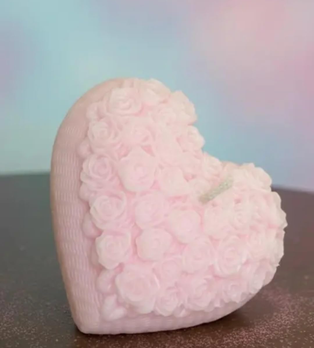 Rose Embossed Pillar Candles, Pink, Dual Wick, Floral Textured, Romantic Home Decor, Set of 2