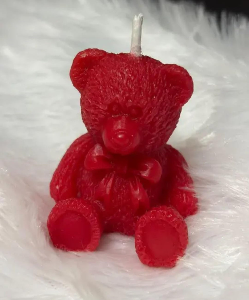 Red Teddy Bear Candle, Decorative Wax Bear Figurine with Bow, Valentine's Day Gift
