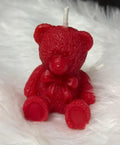 Red Teddy Bear Candle, Decorative Wax Bear Figurine with Bow, Valentine's Day Gift