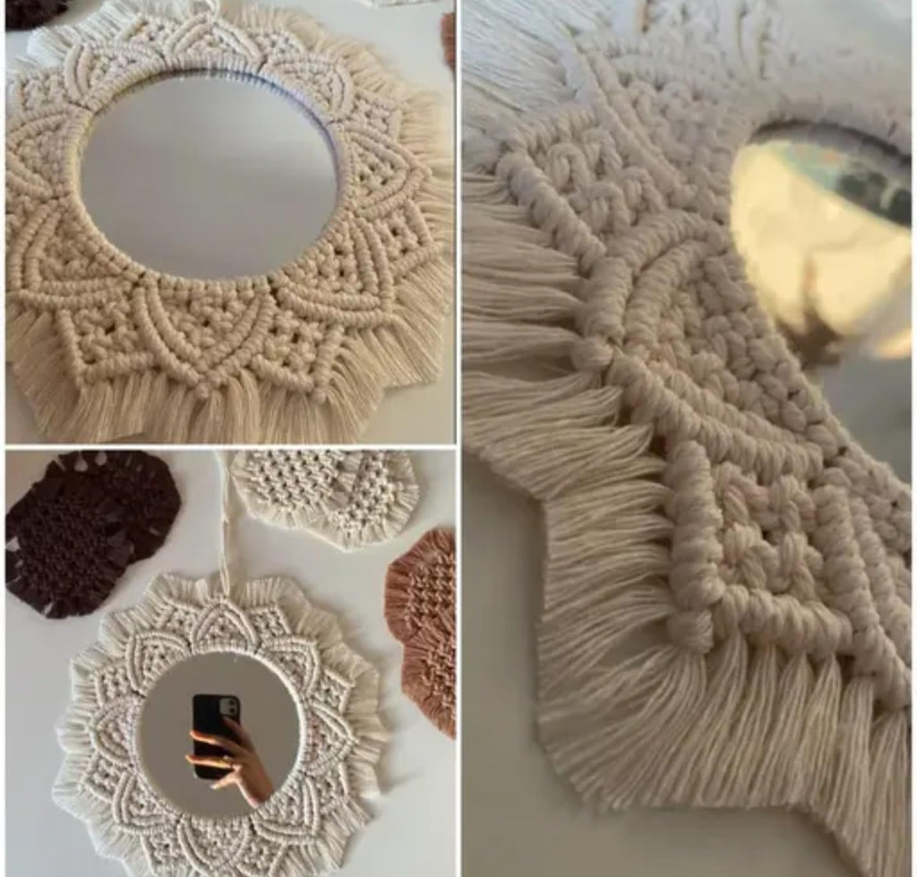Handmade Macrame Wall Hanging, Cotton Rope Fringe Tapestry, Boho Home Decor, Cream