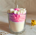 Decorative Lotus Flower Candle, Pink and White, Glass Container