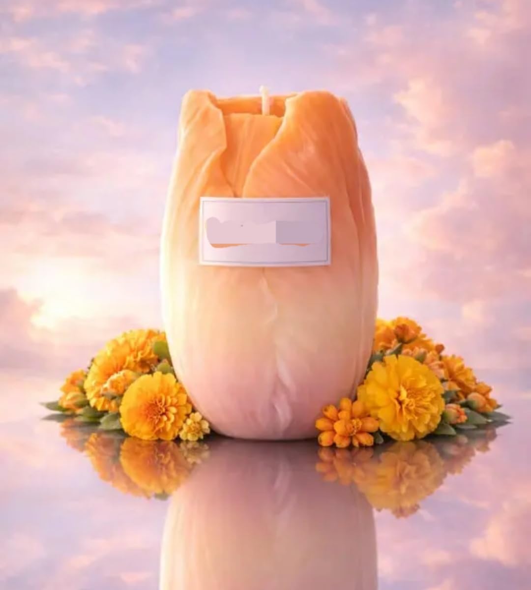 Angel Wing Shaped Candle, Pink Ombre, Decorative Scented Candle with Rose Floral Theme