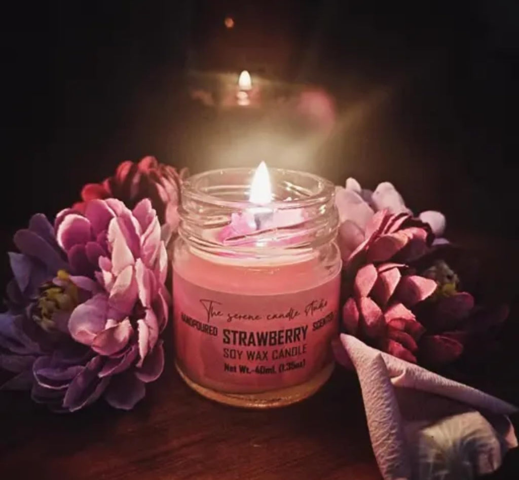 Handmade Scented Soy Wax Candles Set, Vanilla and Berry Fragrances, Glass Jars with Gold Lids