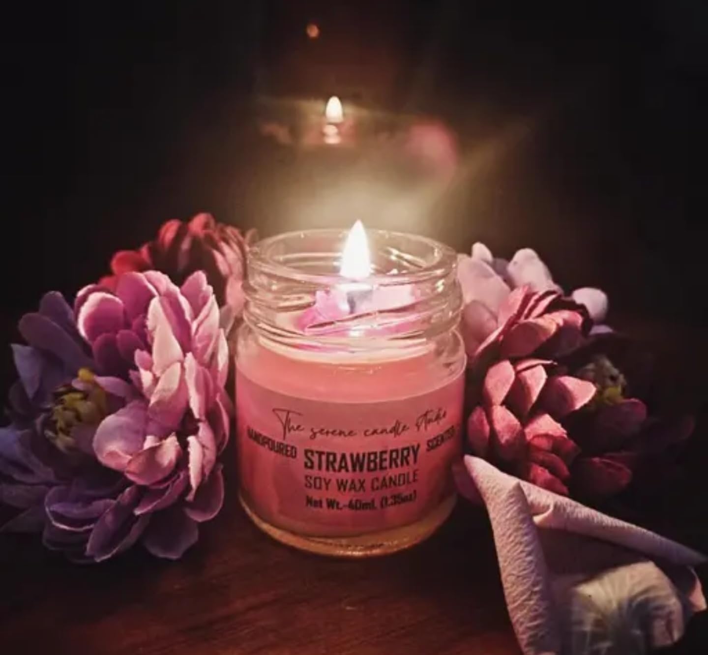 Handmade Scented Soy Wax Candles Set, Vanilla and Berry Fragrances, Glass Jars with Gold Lids