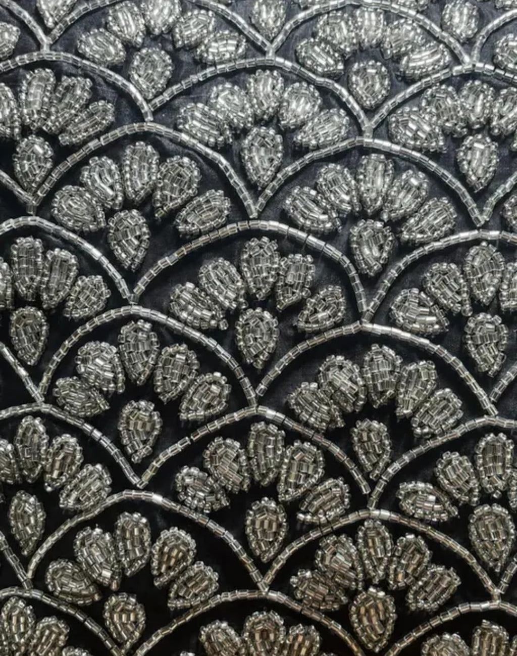 Decorative Throw Pillow Cover, Black and Silver, Scallop Embroidered Pattern, Boho Chic Style
