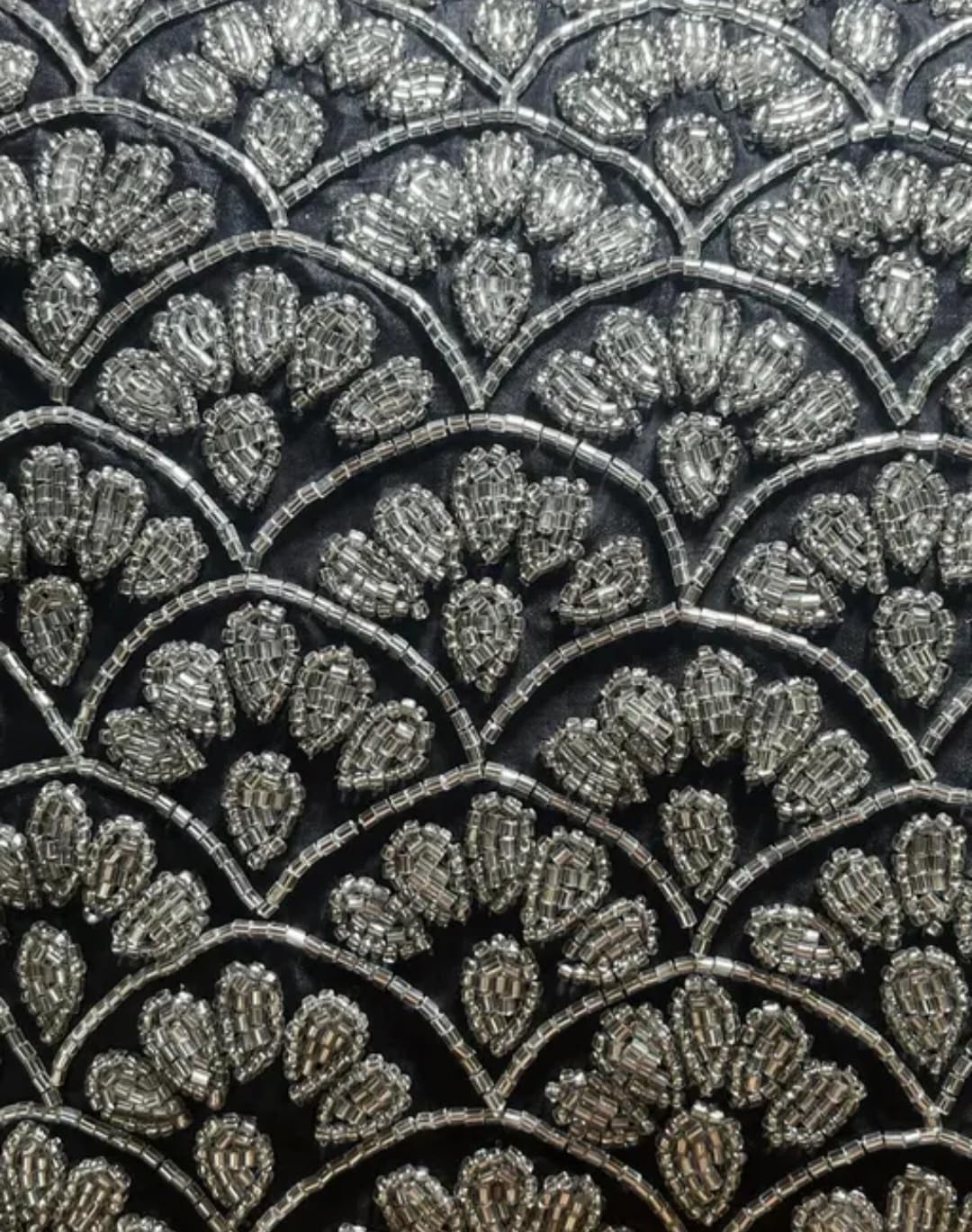 Decorative Throw Pillow Cover, Black and Silver, Scallop Embroidered Pattern, Boho Chic Style
