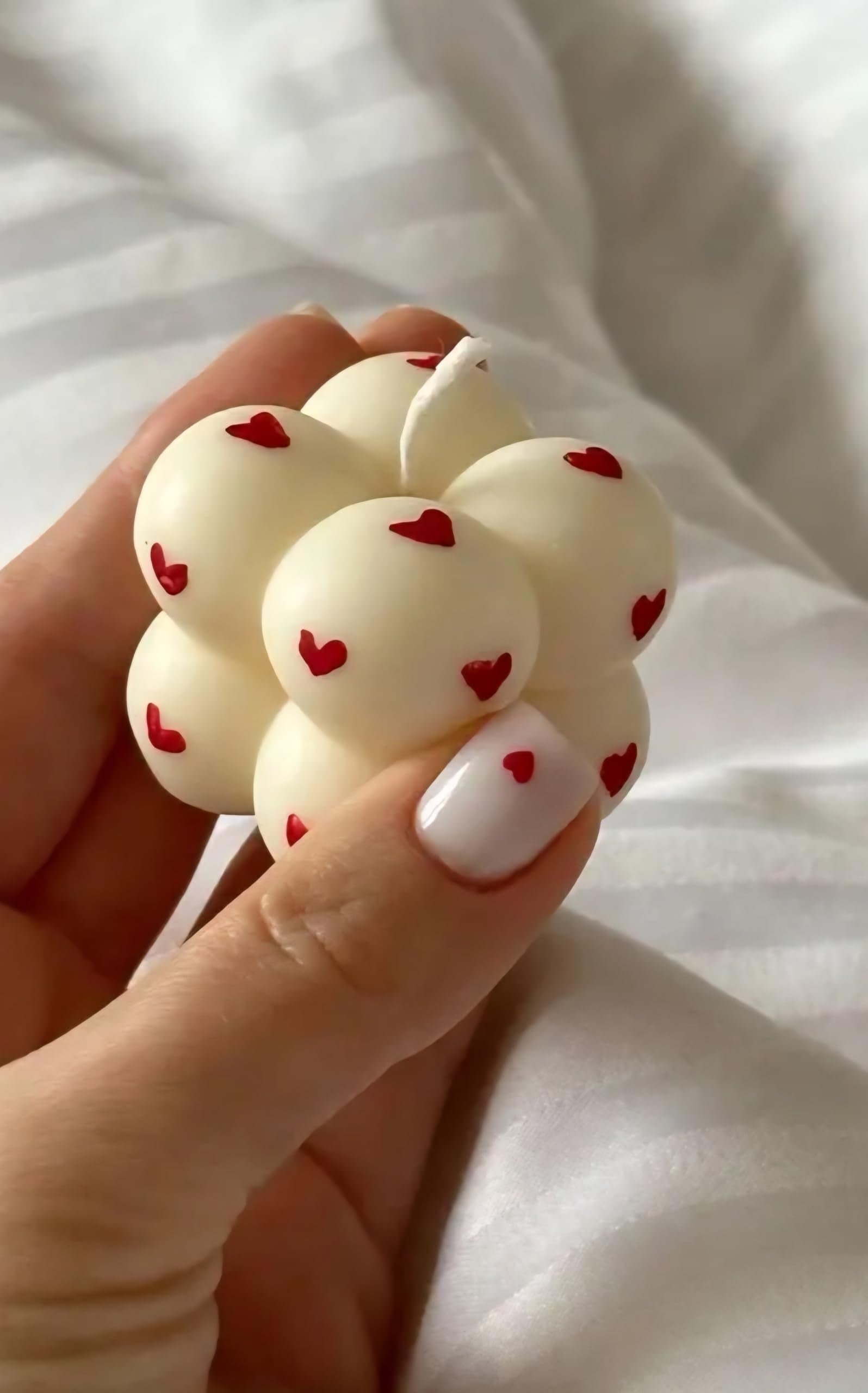 White Heart Pattern Candle Decorations, Valentine's Day Candle, Heart Shaped